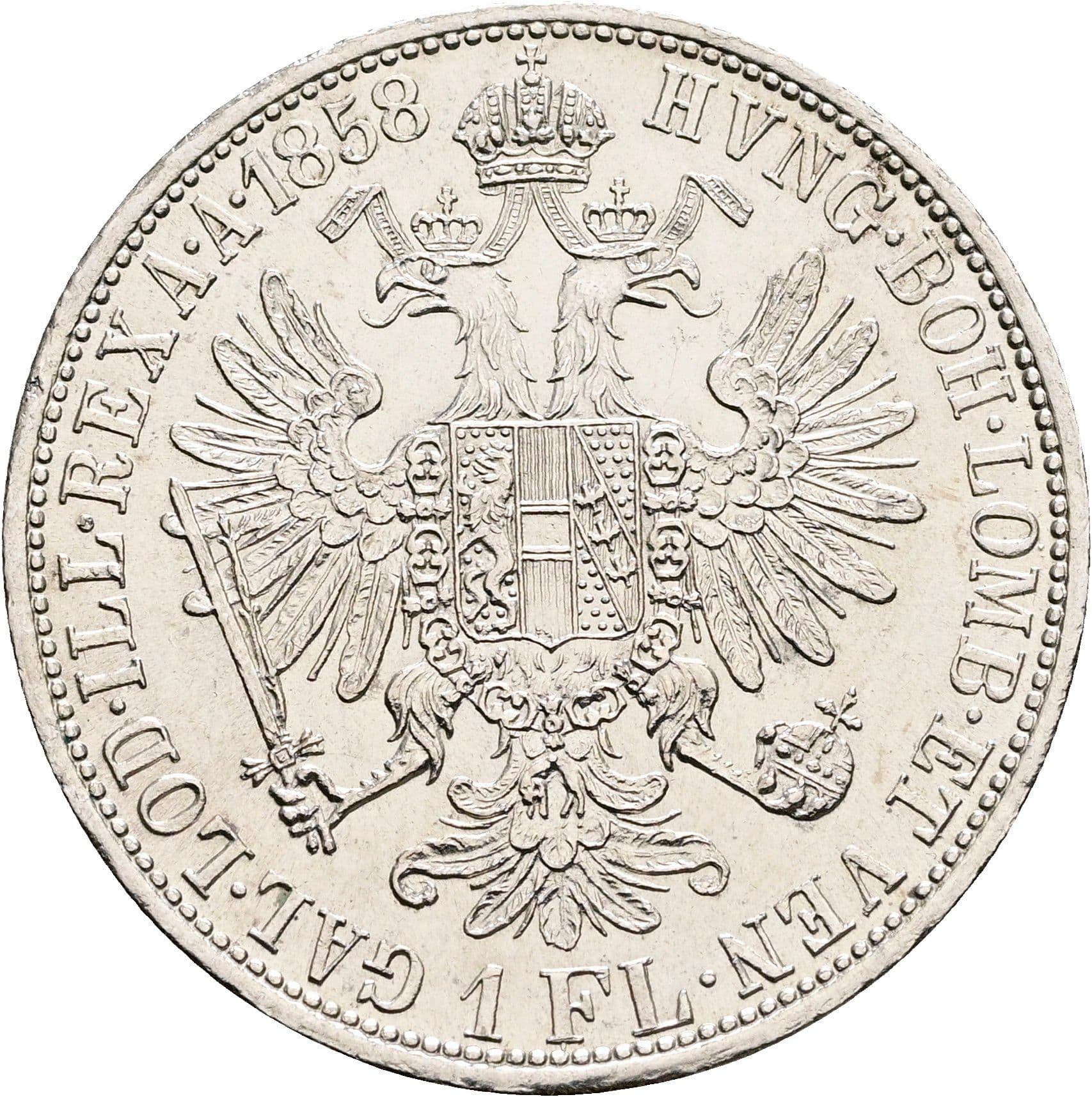 1 Gulden Franz Joseph I. 1848-1916 1858 A – Rückseite