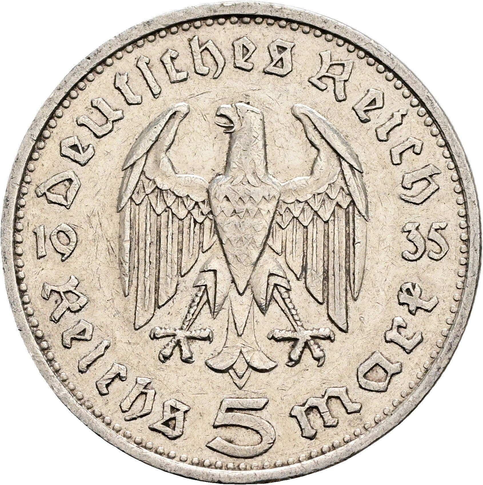 5 Reichsmark 1935 G – Rückseite