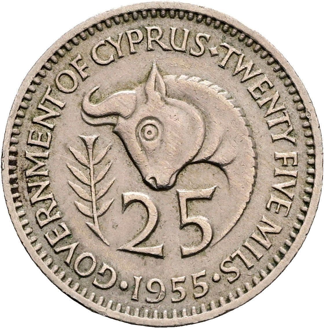 25 Mils Elisabeth II. 1952-2022 1955 – Rückseite
