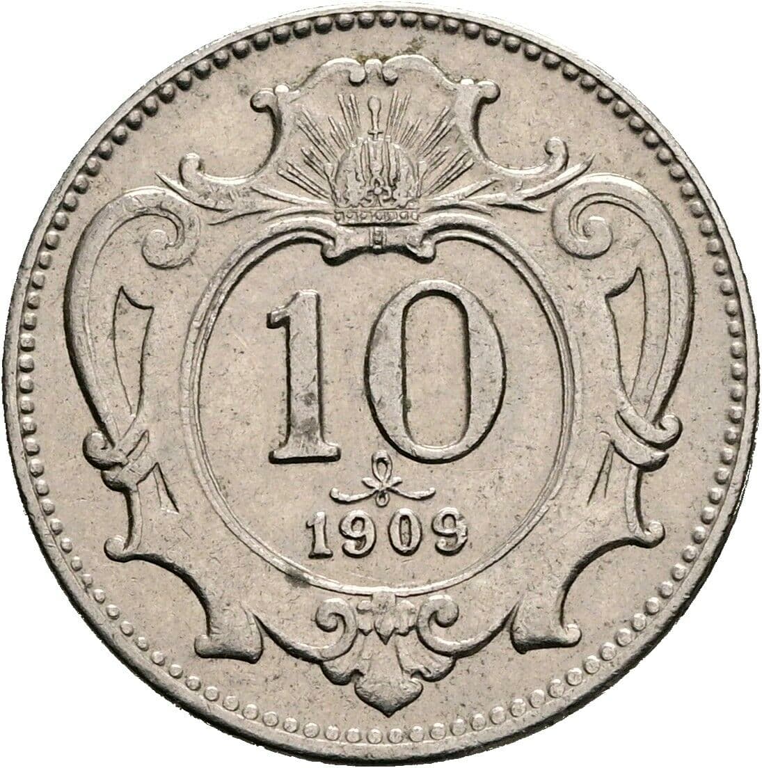 10 Heller Franz Joseph I. 1848-1916 1909 – Vorderseite