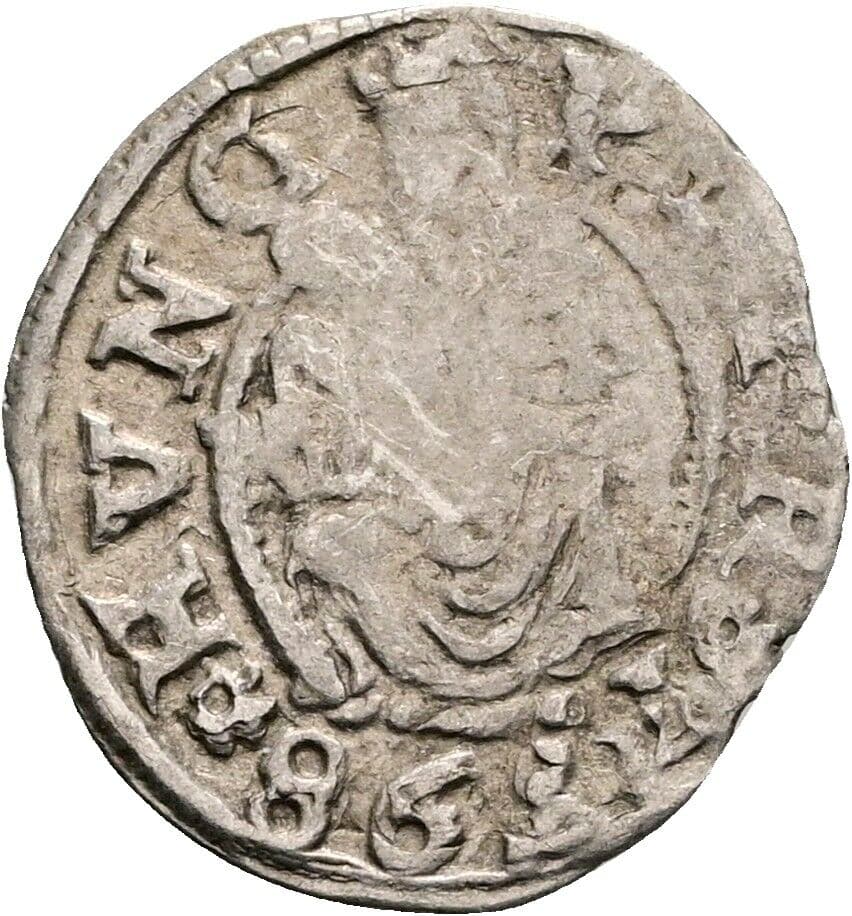 Denar Rudolph II. 1576-1612 1598 KB, Kremnitz – Vorderseite