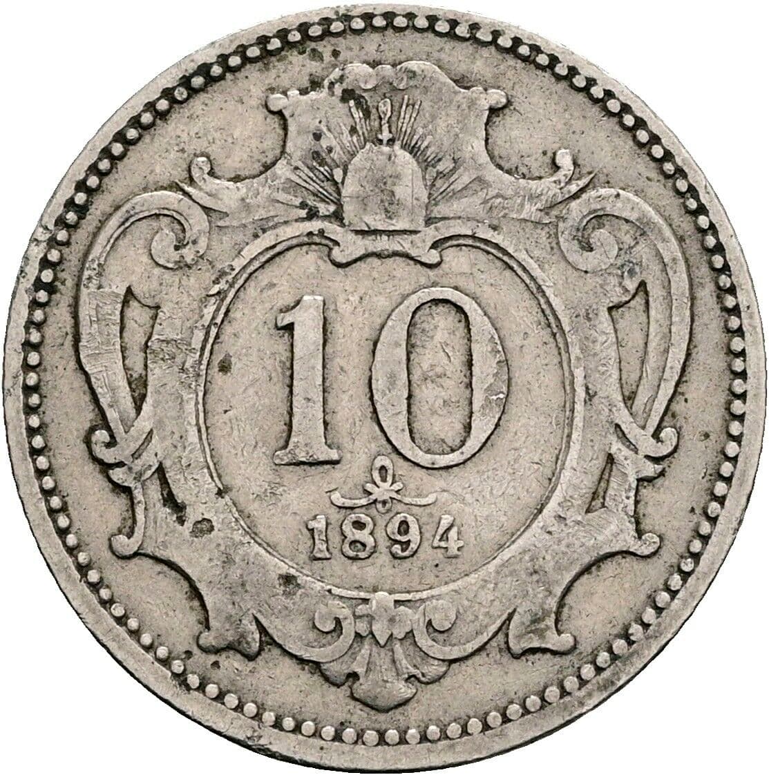 10 Heller Franz Joseph I. 1848-1916 1894 – Vorderseite