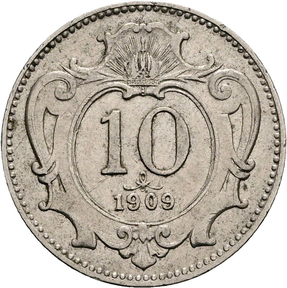 10 Heller Franz Joseph I. 1848-1916 1909 – Vorderseite
