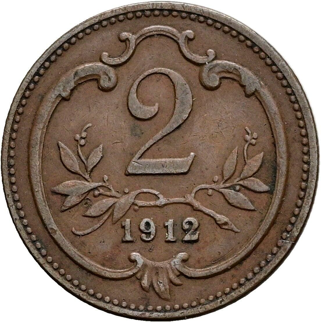 2 Heller Franz Joseph I. 1848-1916 1912 – Vorderseite
