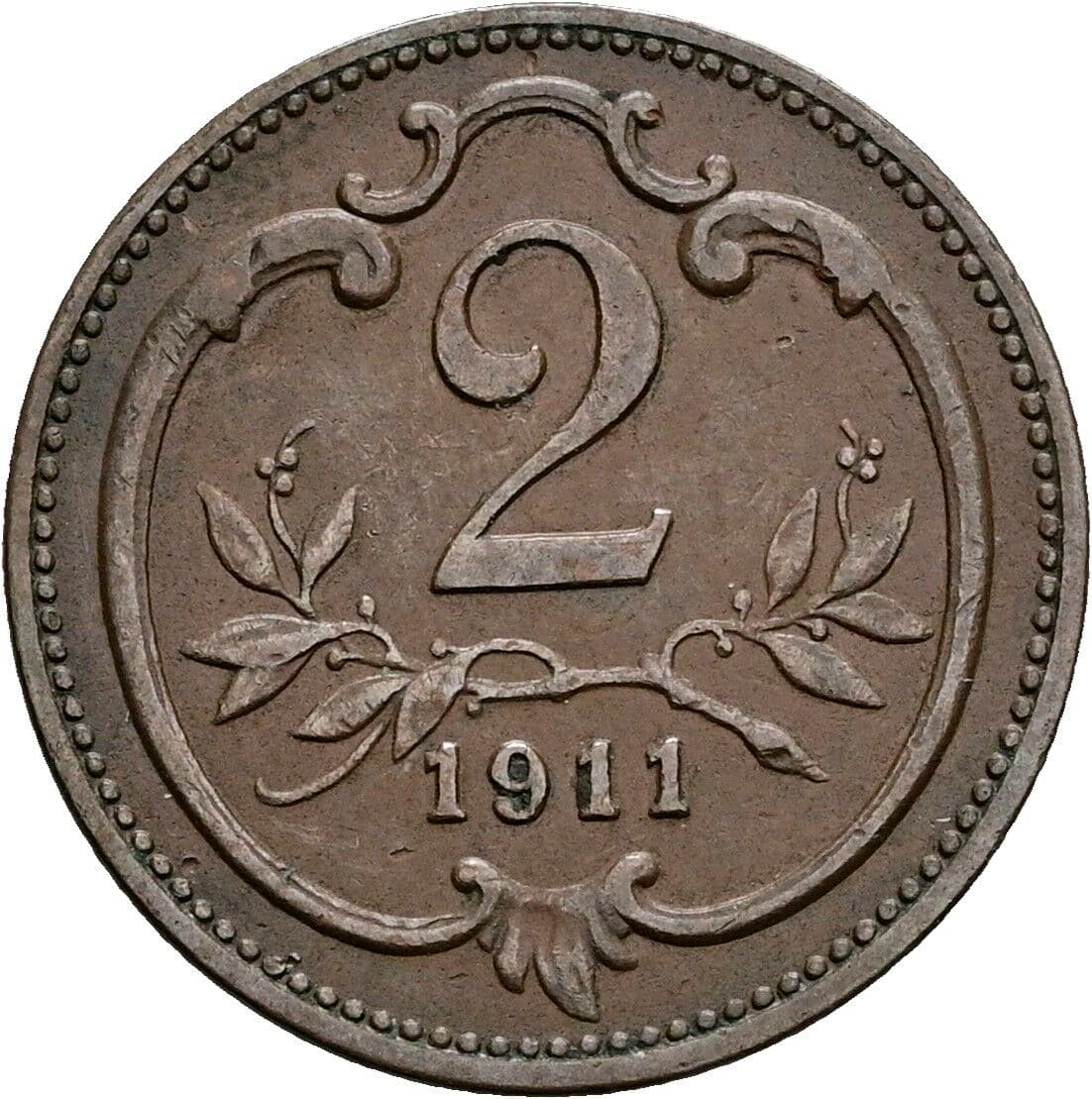 2 Heller Franz Joseph I. 1848-1916 1911 – Vorderseite