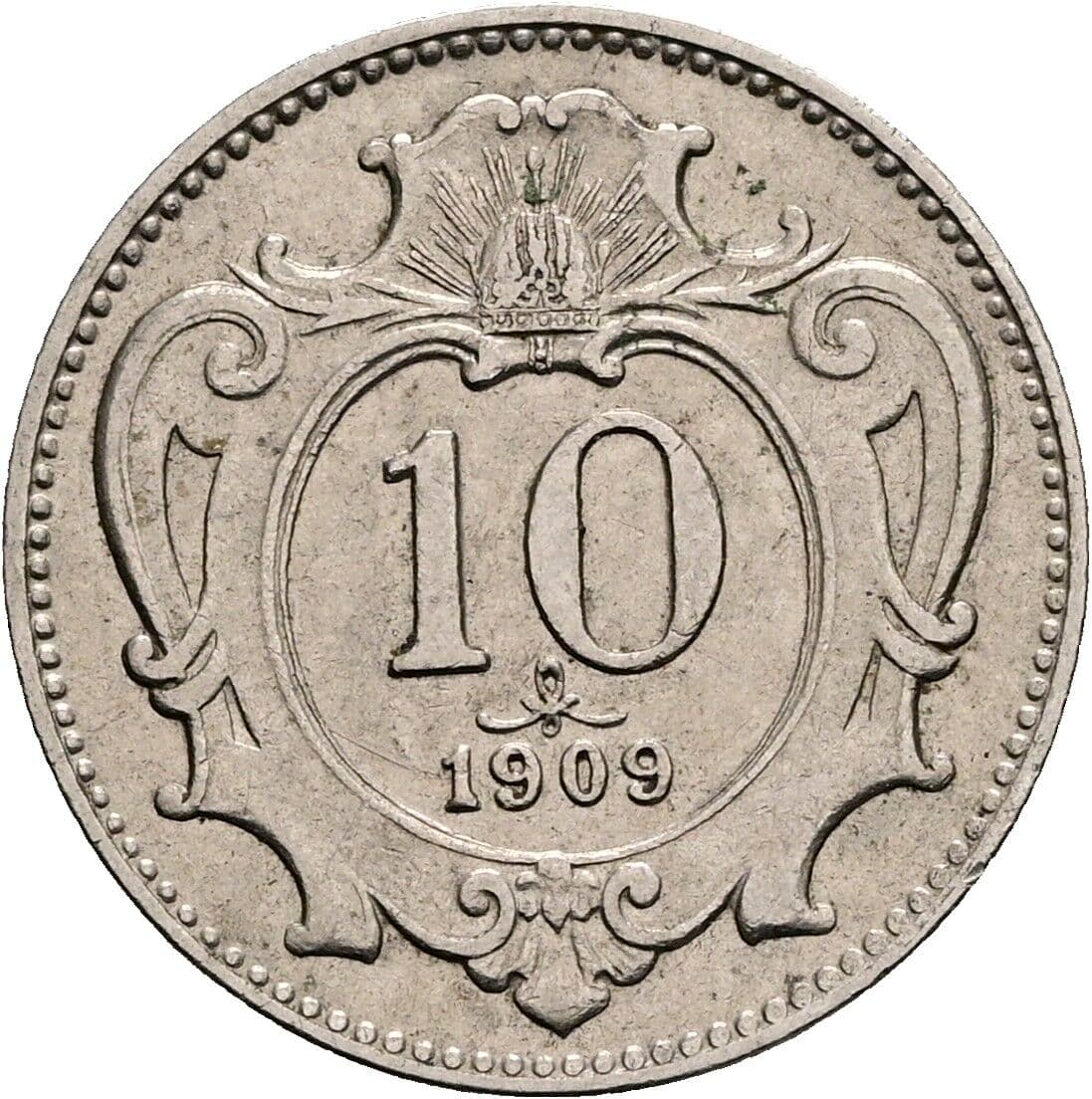 10 Heller Franz Joseph I. 1848-1916 1909 – Vorderseite