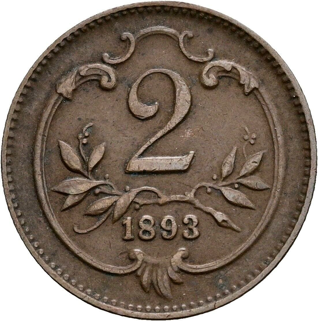 2 Heller Franz Joseph I. 1848-1916 1893 – Vorderseite
