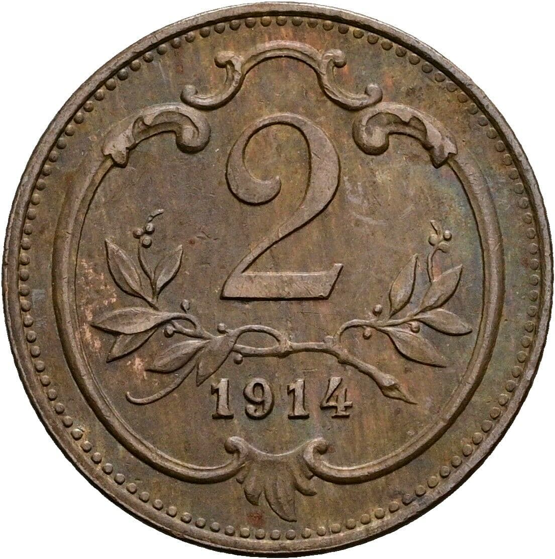 2 Heller Franz Joseph I. 1848-1916 1914 – Vorderseite