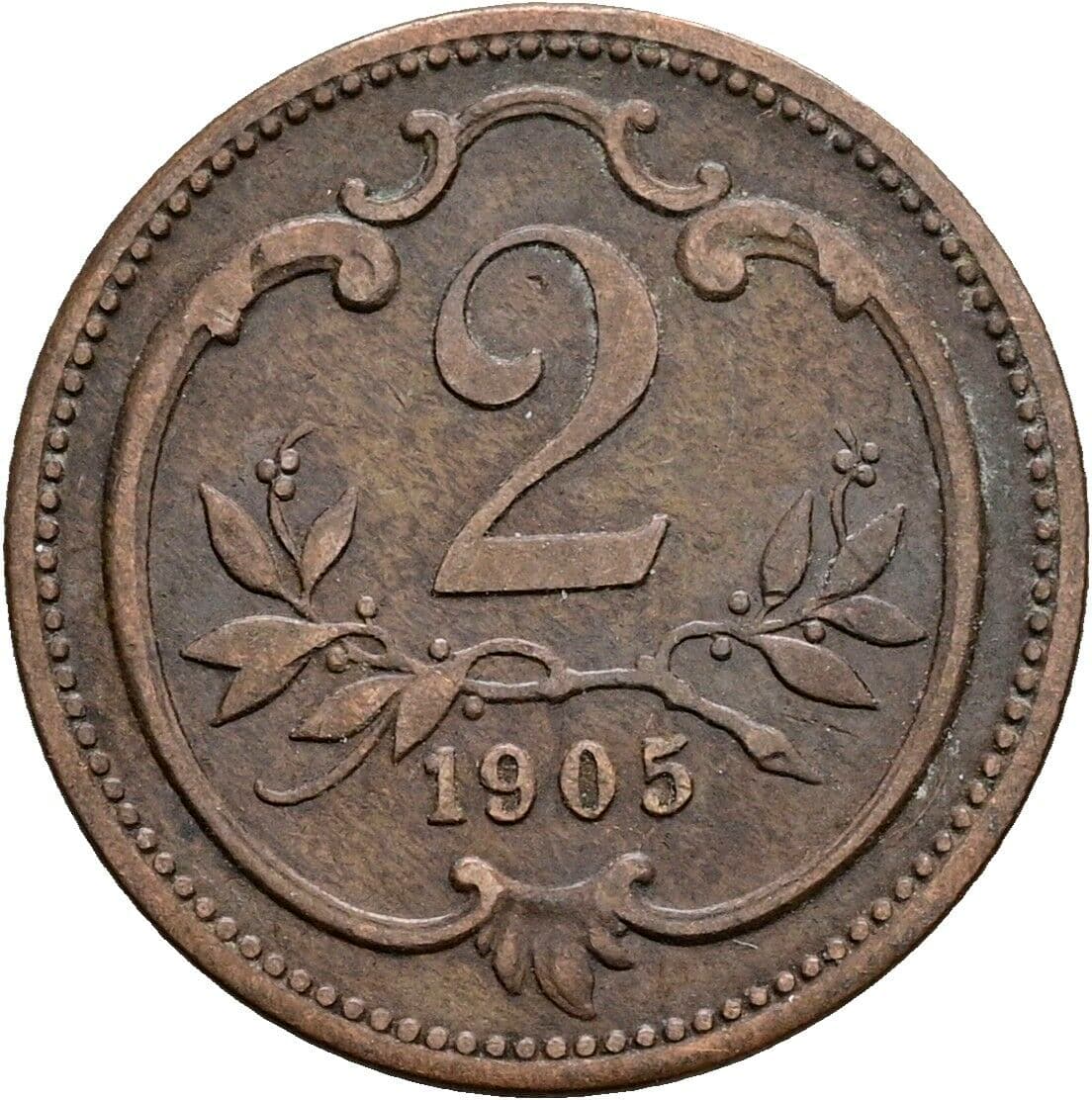 2 Heller Franz Joseph I. 1848-1916 1905 – Vorderseite
