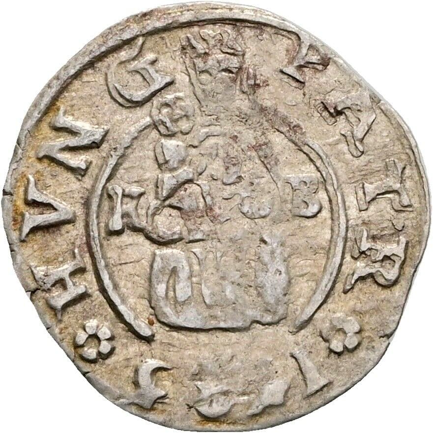 Denar Rudolph II. 1576-1608 1585 KB, Kremnitz – Vorderseite
