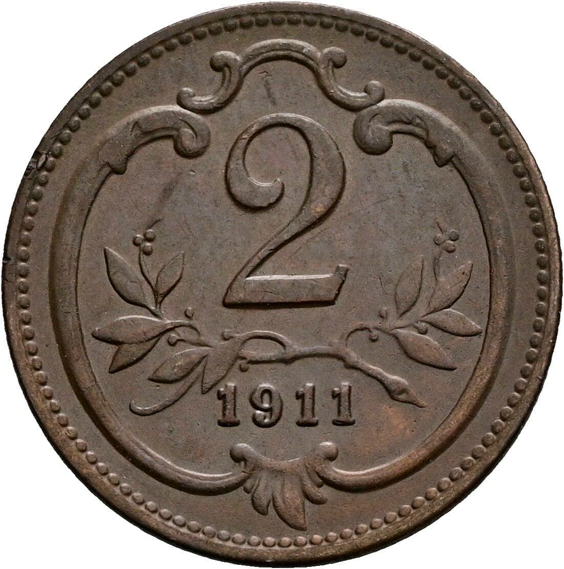 2 Heller Franz Joseph I. 1848-1916 1911 – Vorderseite