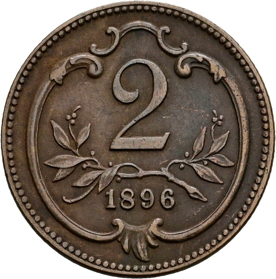 2 Heller Franz Joseph I. 1848-1916 1896 – Vorderseite