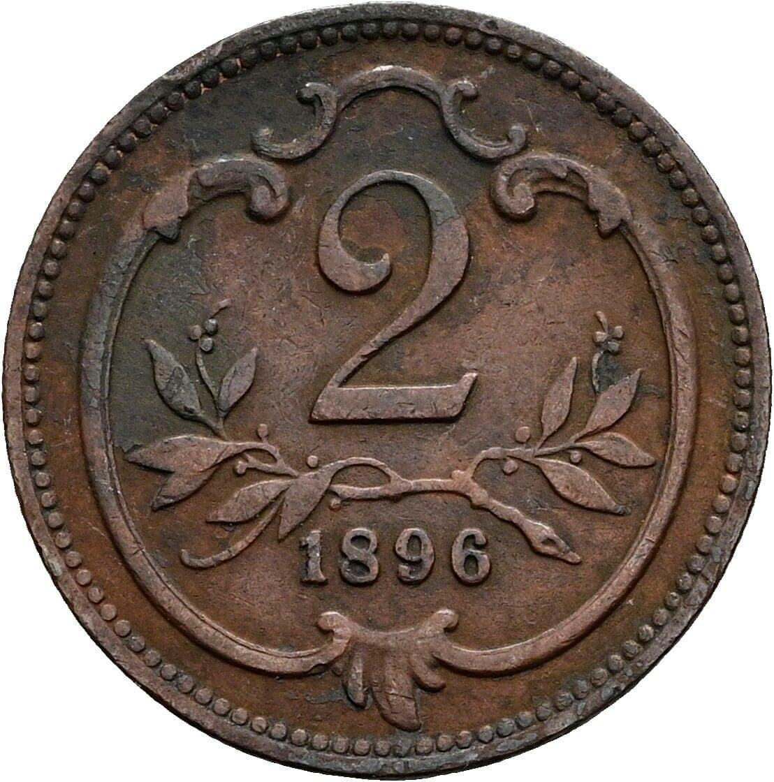 2 Heller Franz Joseph I. 1848-1916 1896 – Vorderseite