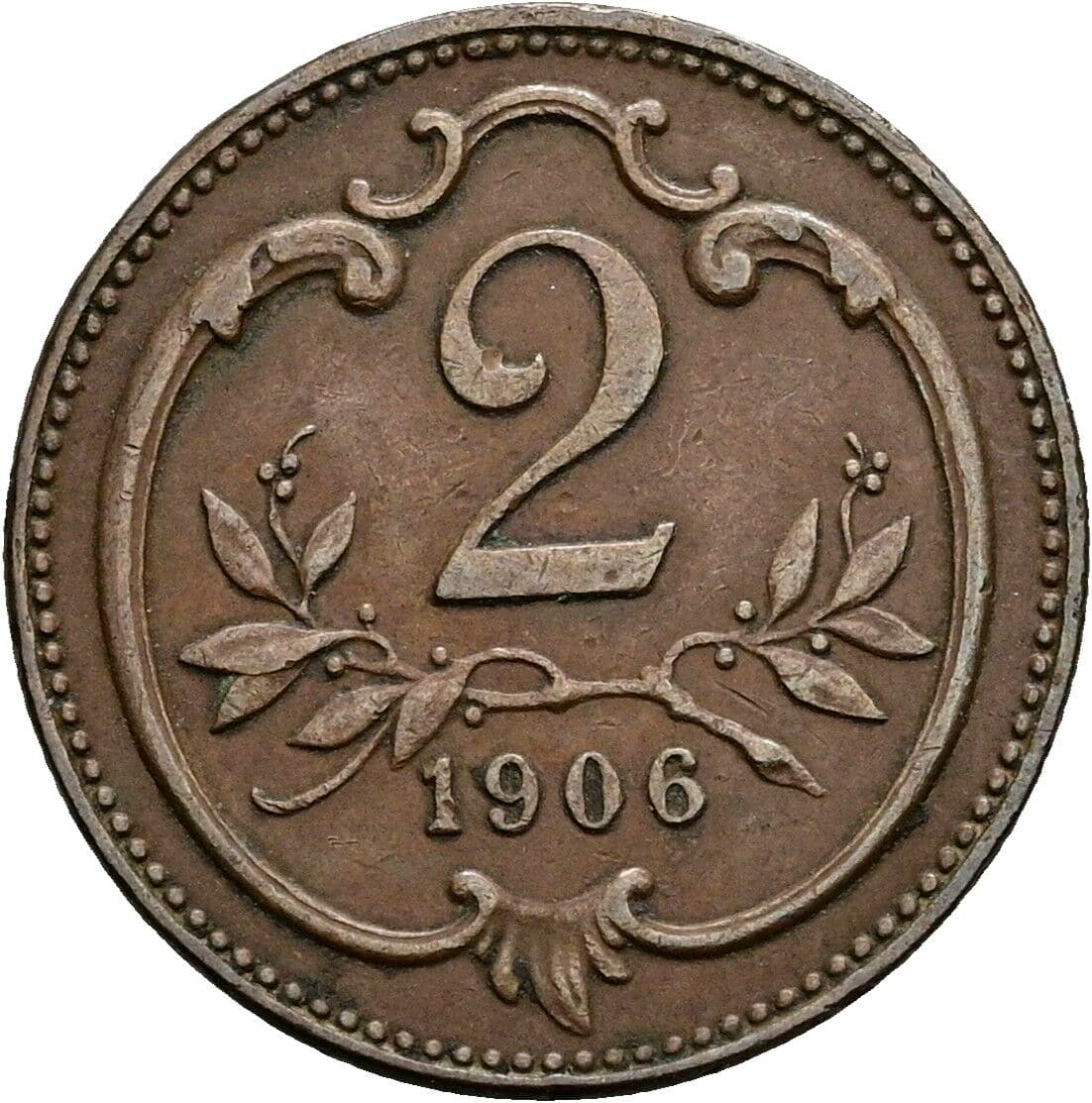 2 Heller Franz Joseph I. 1848-1916 1906 – Vorderseite