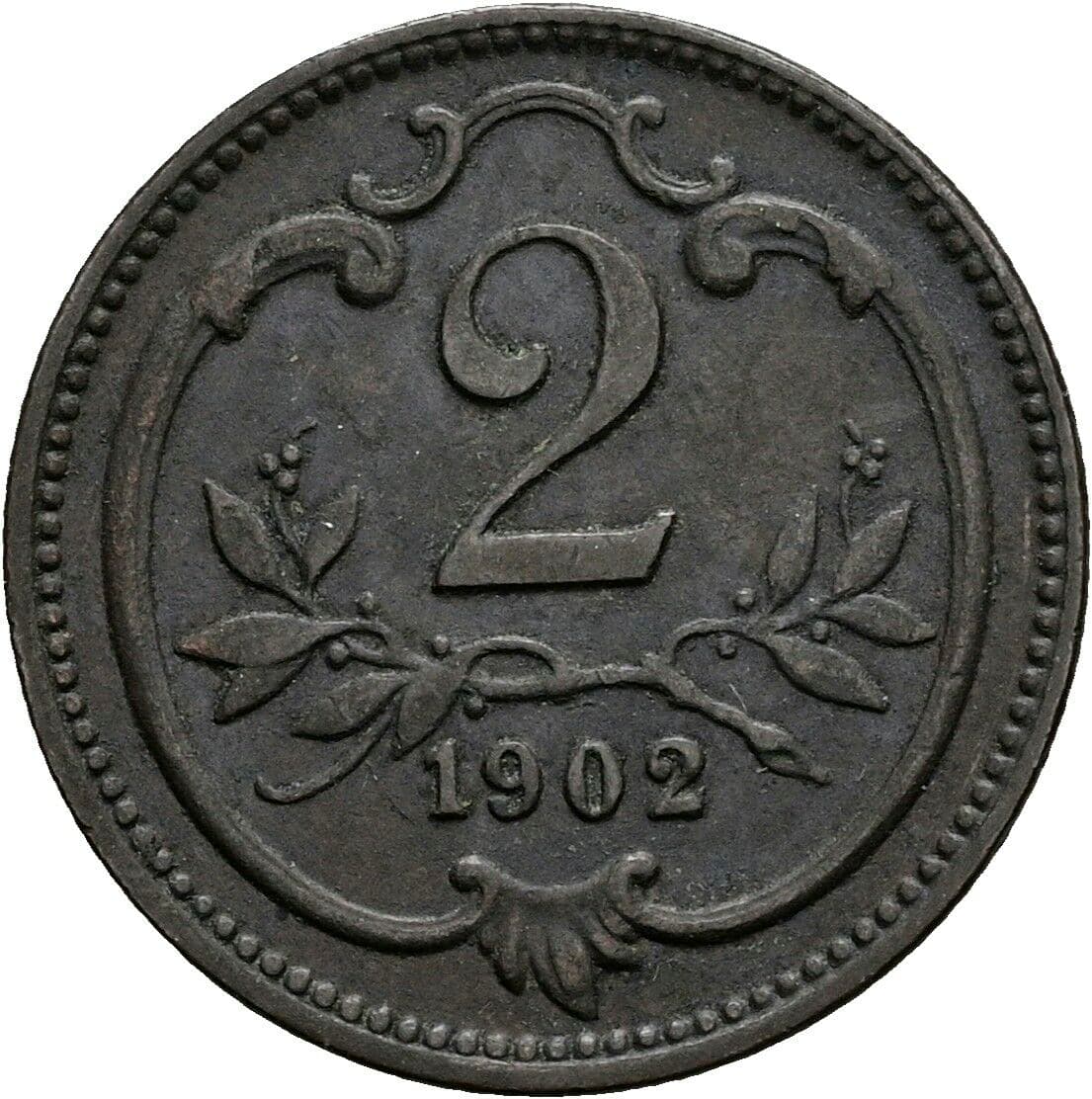 2 Heller Franz Joseph I. 1848-1916 1902 – Vorderseite