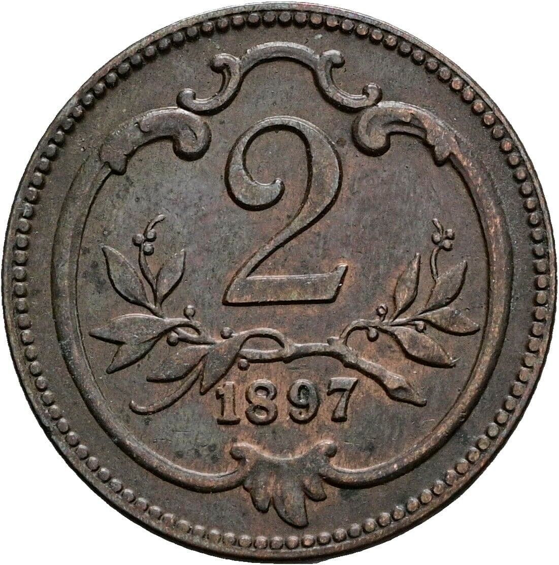 2 Heller Franz Joseph I. 1848-1916 1897 – Vorderseite