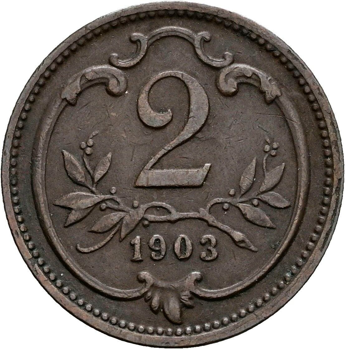 2 Heller Franz Joseph I. 1848-1916 1903 – Vorderseite