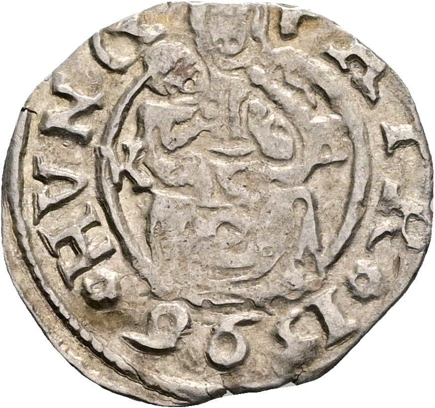 Denar Rudolph II. 1576-1612 1596 KB, Kremnitz – Vorderseite