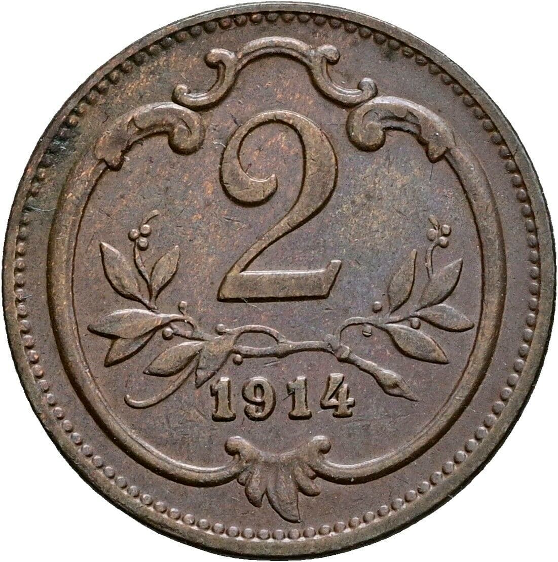 2 Heller Franz Joseph I. 1848-1916 1914 – Vorderseite