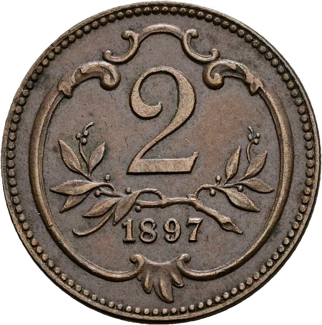 2 Heller Franz Joseph I. 1848-1916 1897 – Vorderseite
