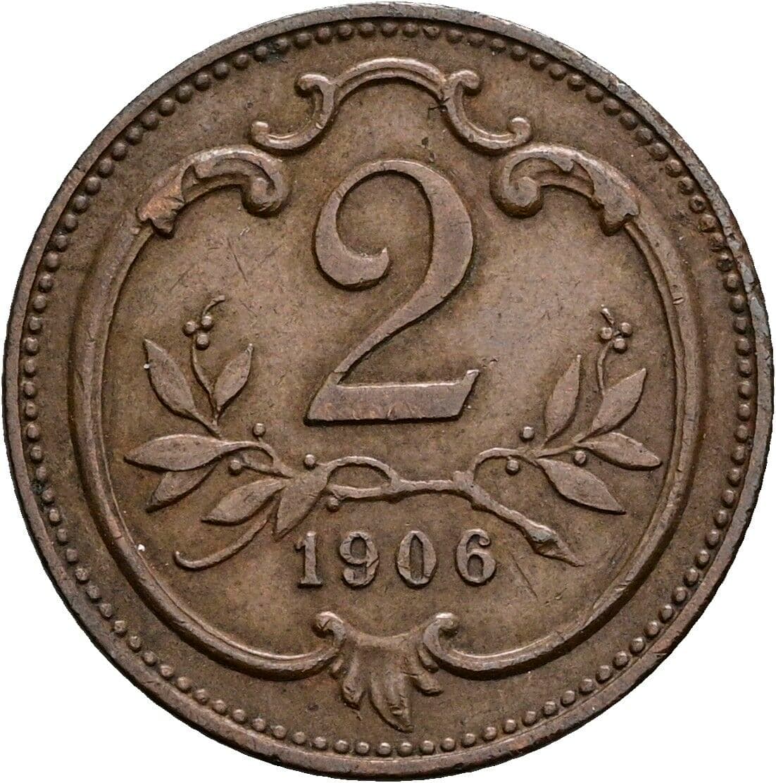 2 Heller Franz Joseph I. 1848-1916 1906 – Vorderseite