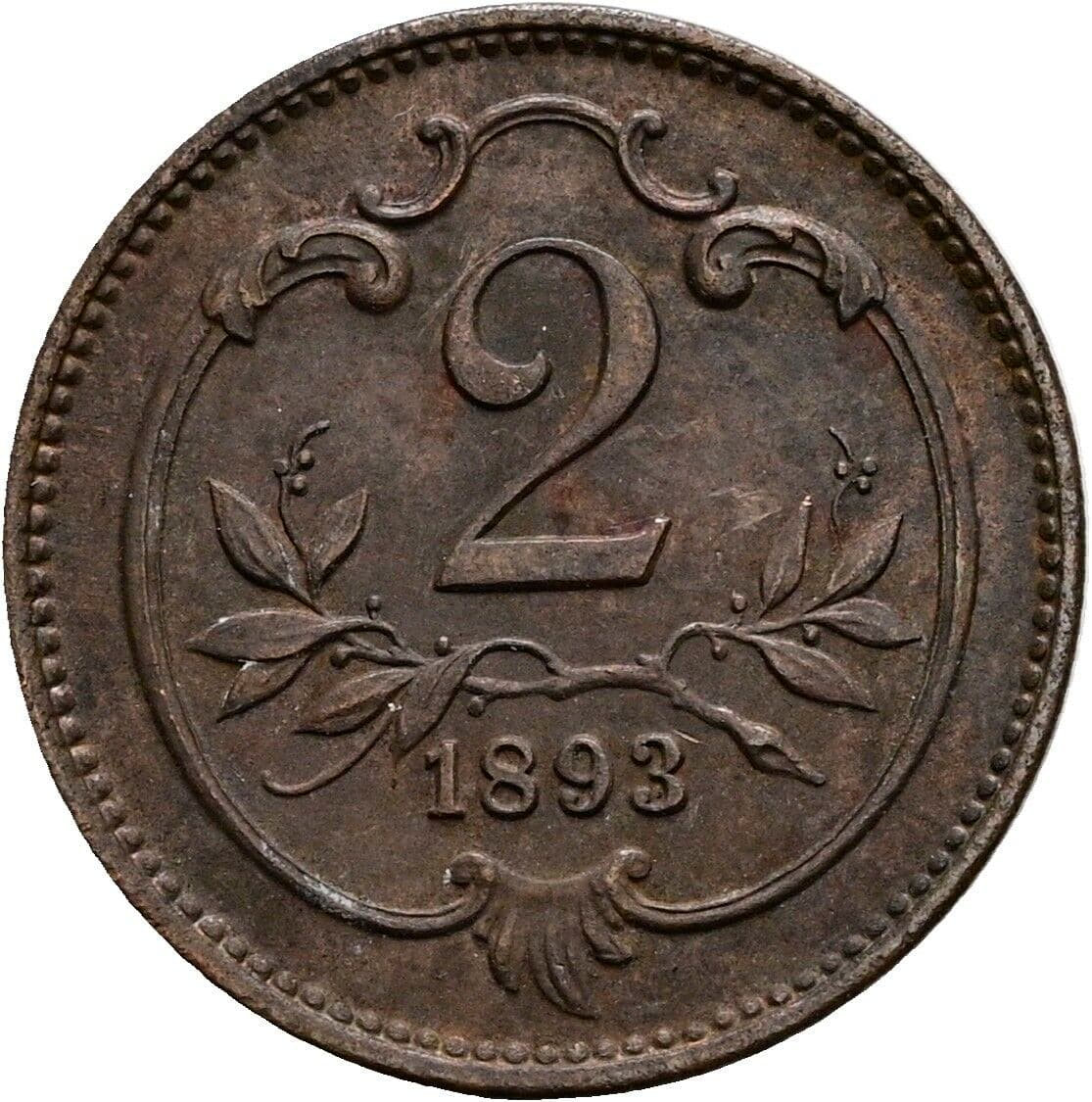 2 Heller Franz Joseph I. 1848-1916 1893 – Vorderseite