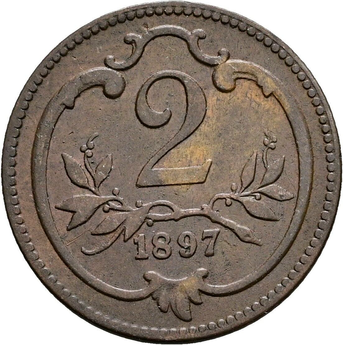 2 Heller Franz Joseph I. 1848-1916 1897 – Vorderseite