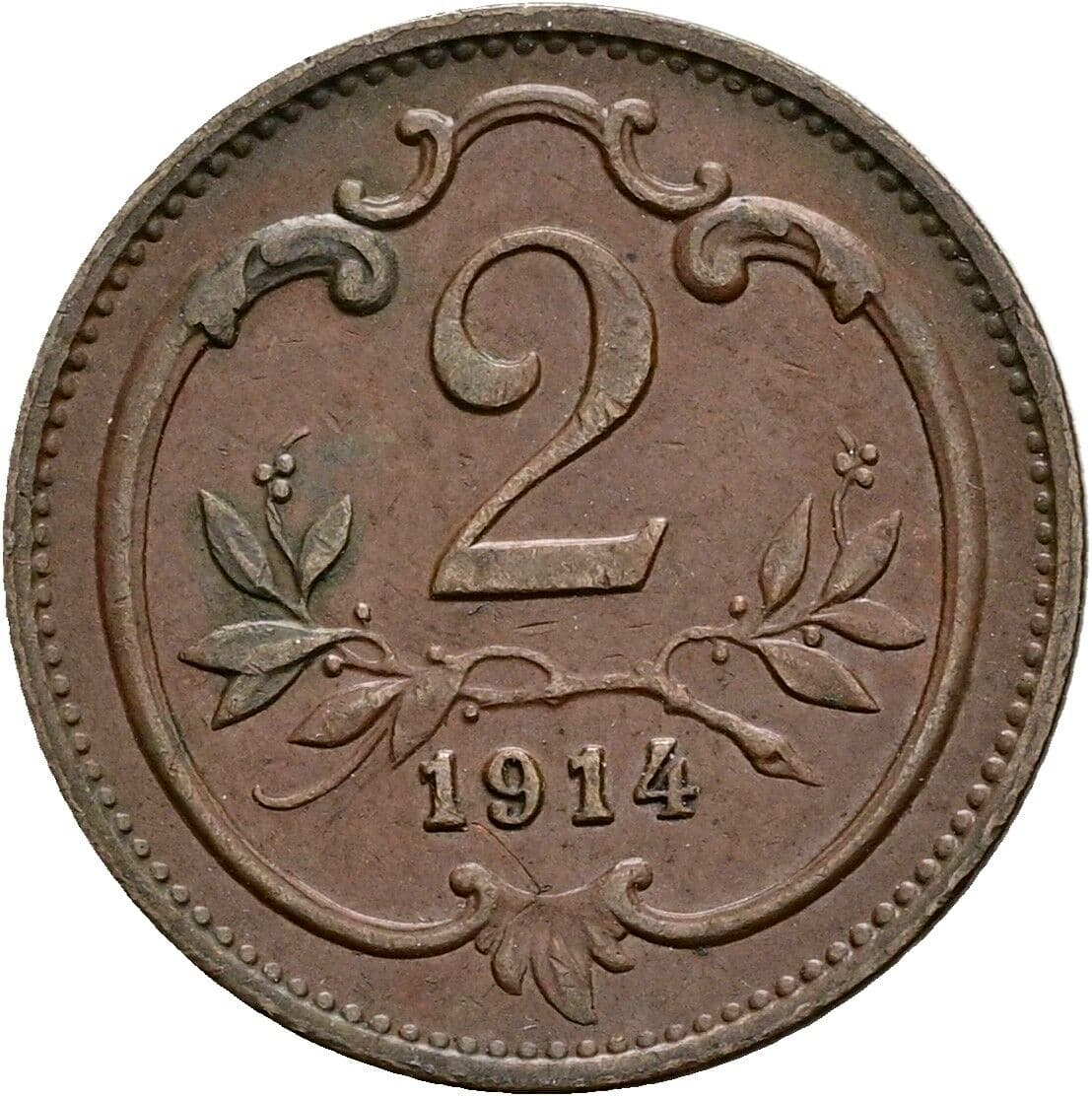 2 Heller Franz Joseph I. 1848-1916 1914 – Vorderseite