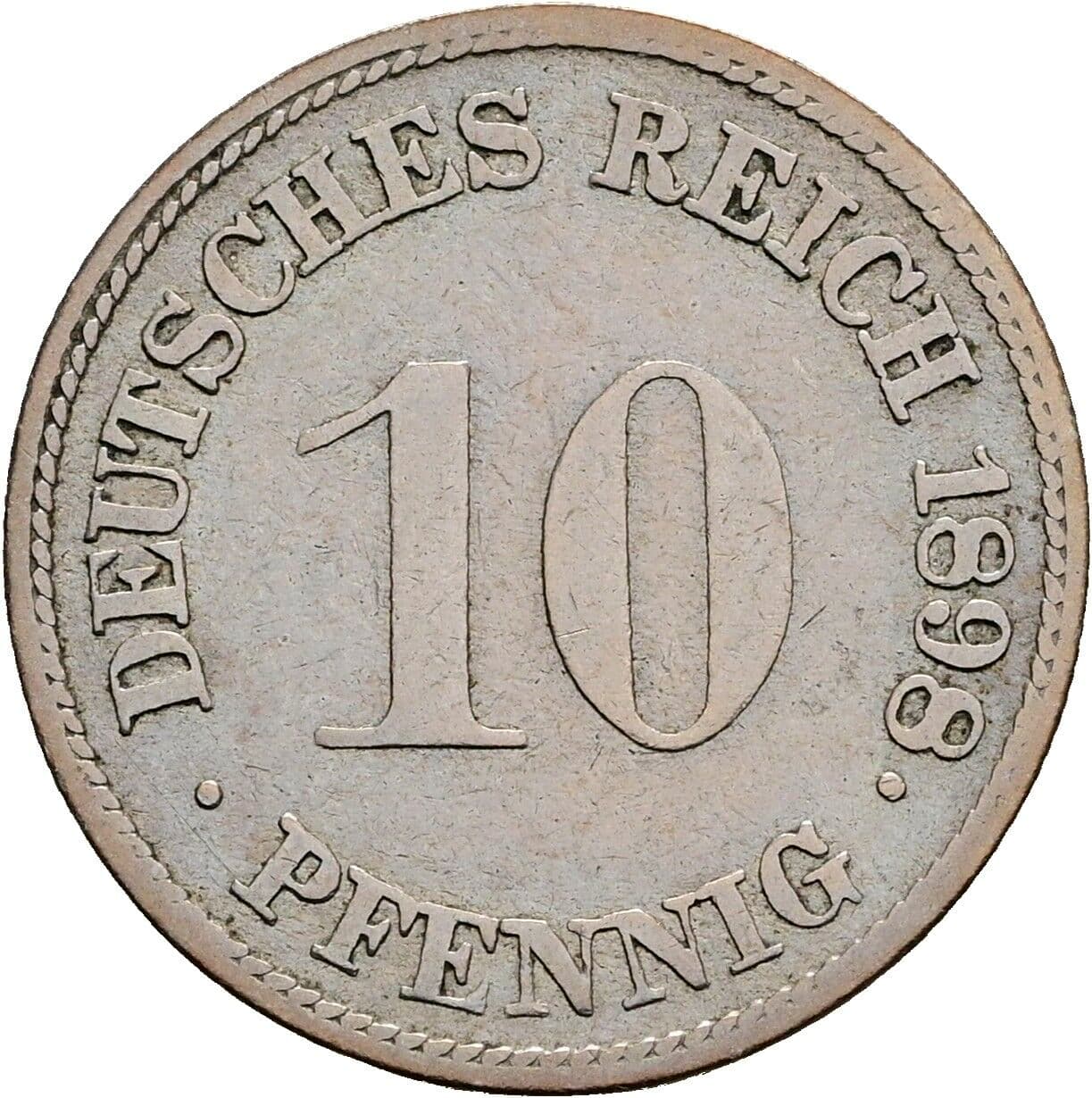 10 Pfennig 1898 G – Vorderseite