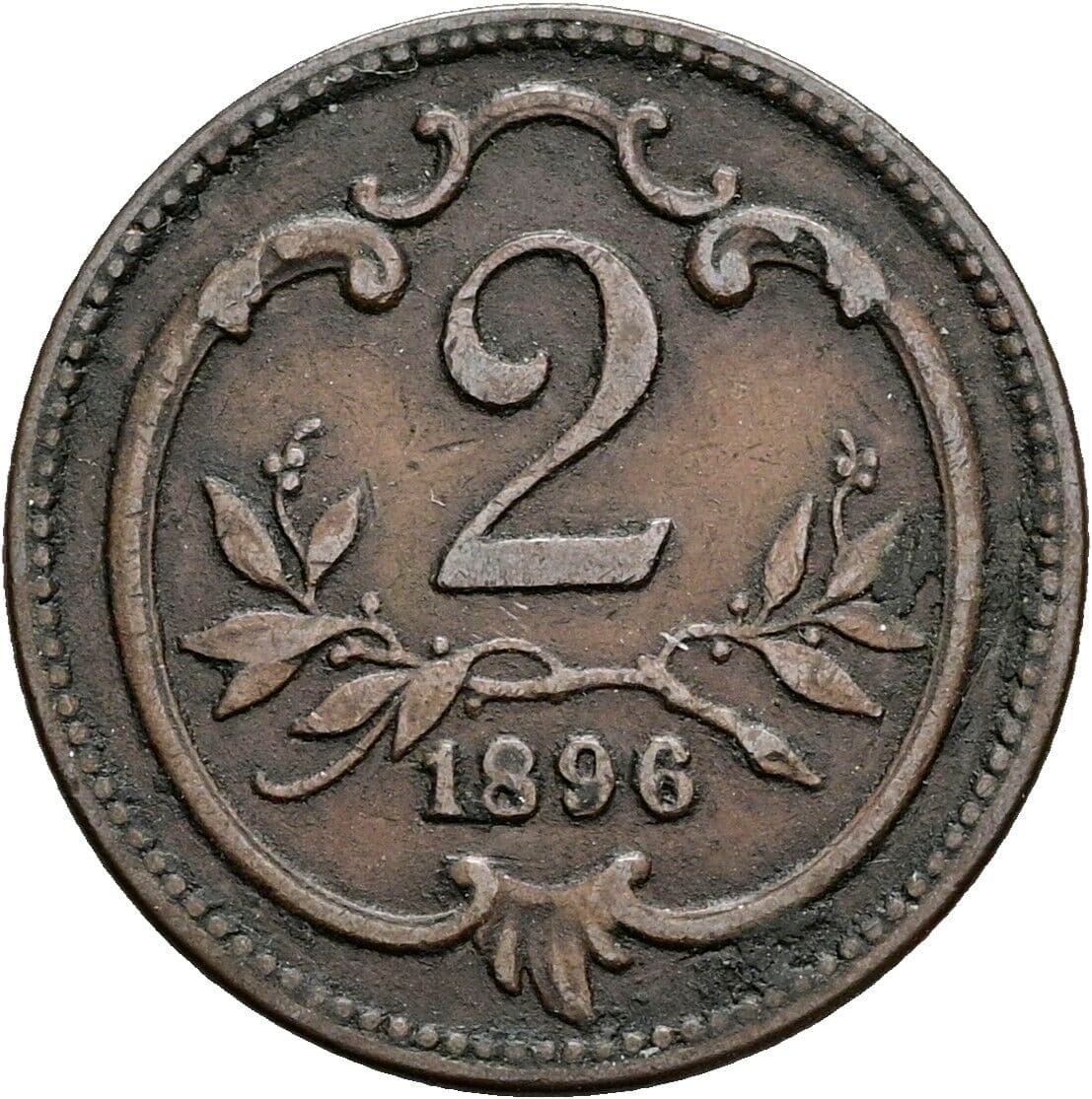 2 Heller Franz Joseph I. 1848-1916 1896 – Vorderseite