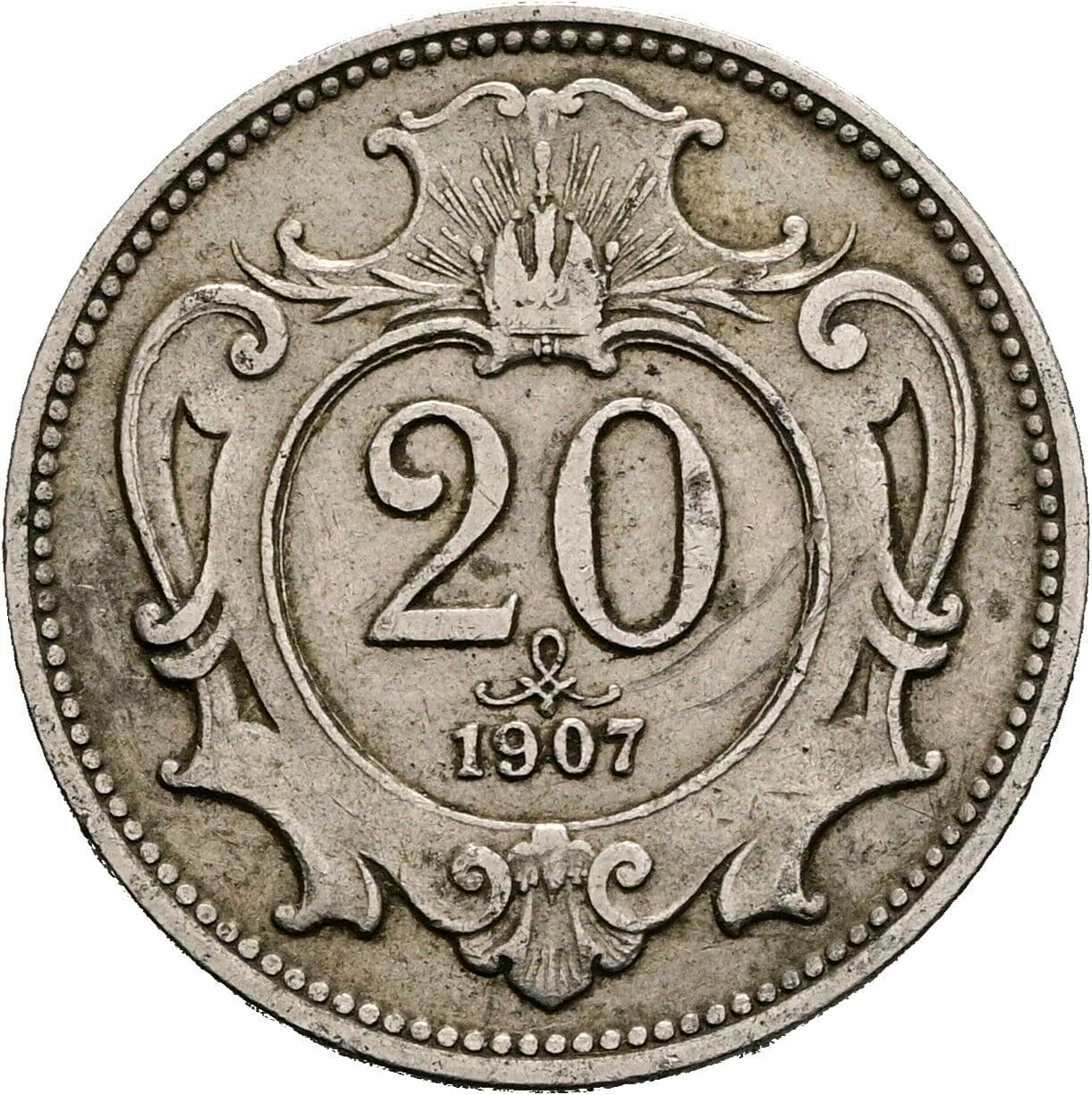 20 Heller Franz Joseph I. 1848-1916 1907 – Vorderseite