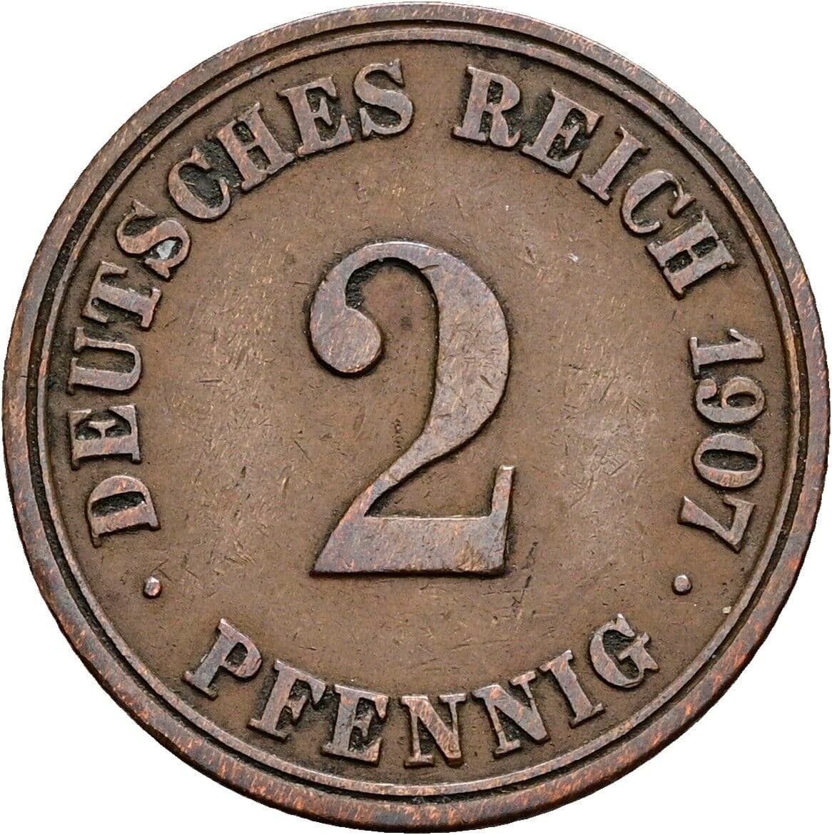2 Pfennig 1907 A – Vorderseite