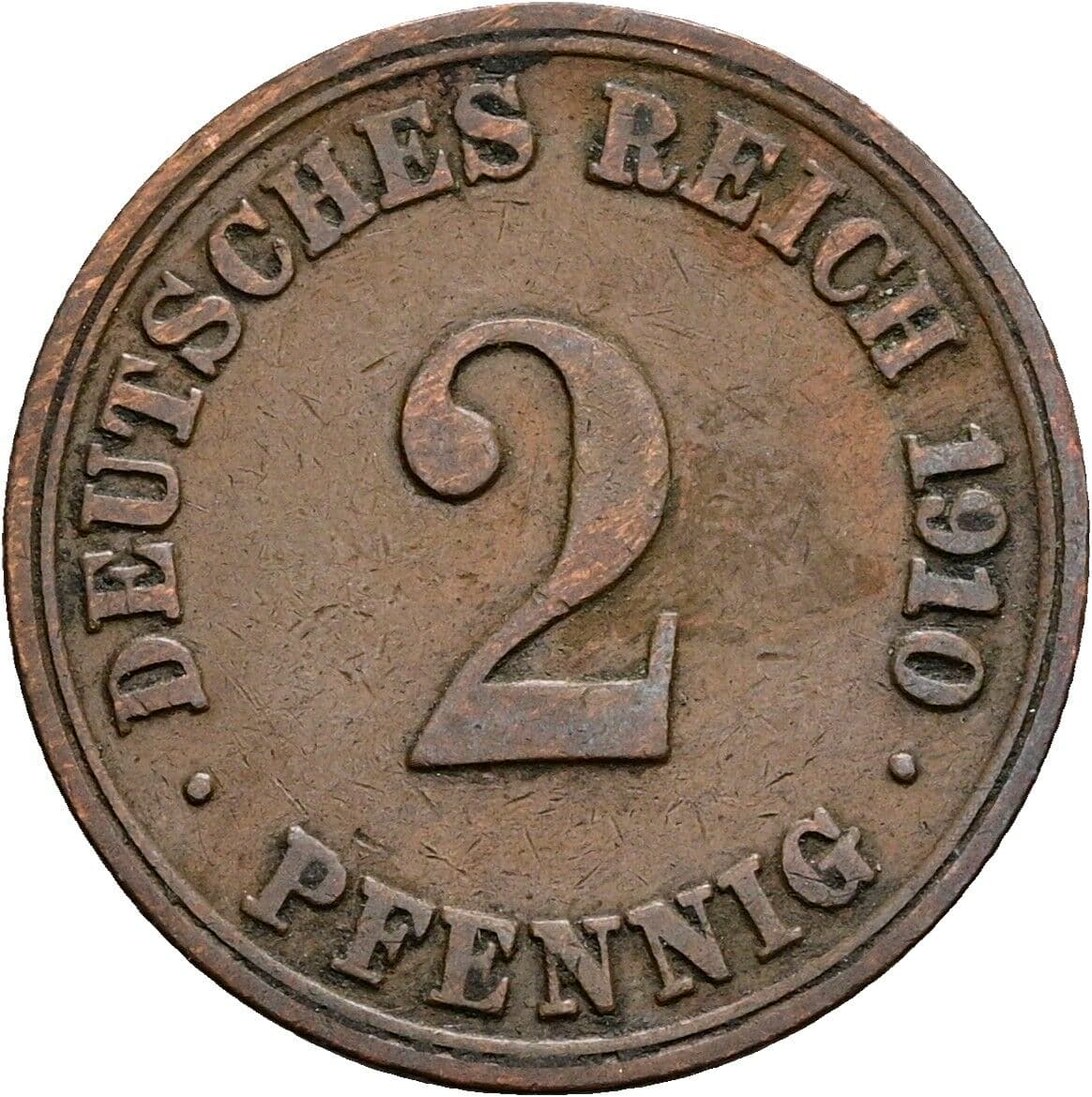 2 Pfennig 1910 A – Vorderseite