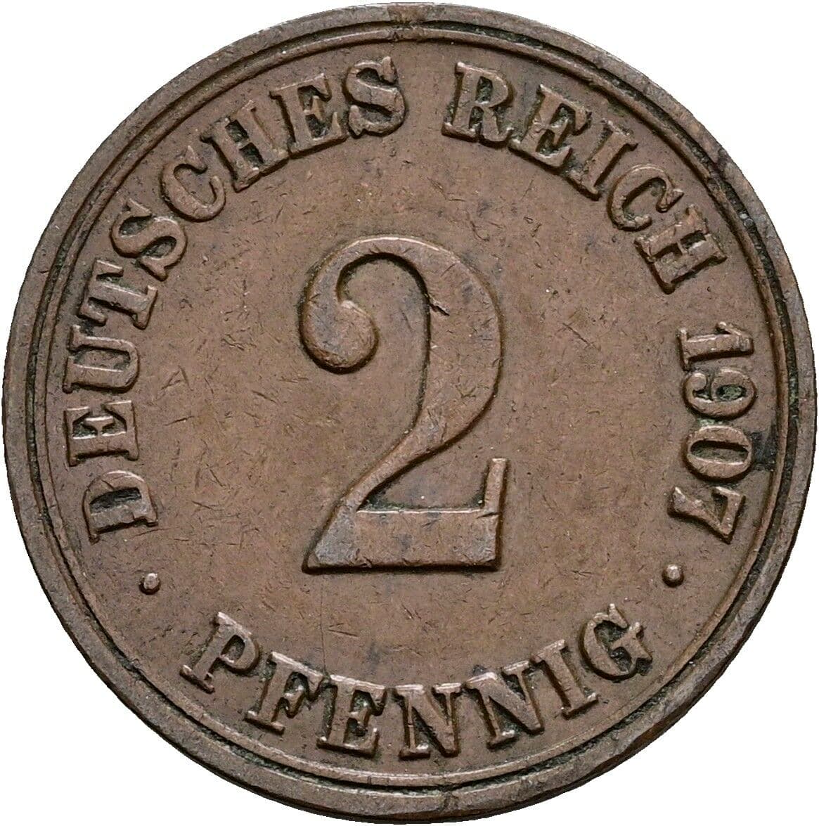 2 Pfennig 1907 A – Vorderseite