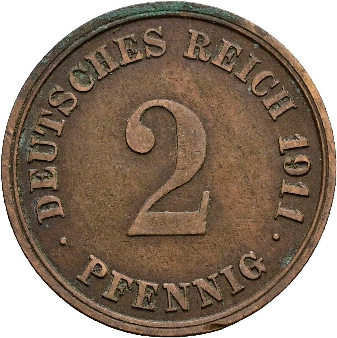 2 Pfennig 1911 G – Vorderseite
