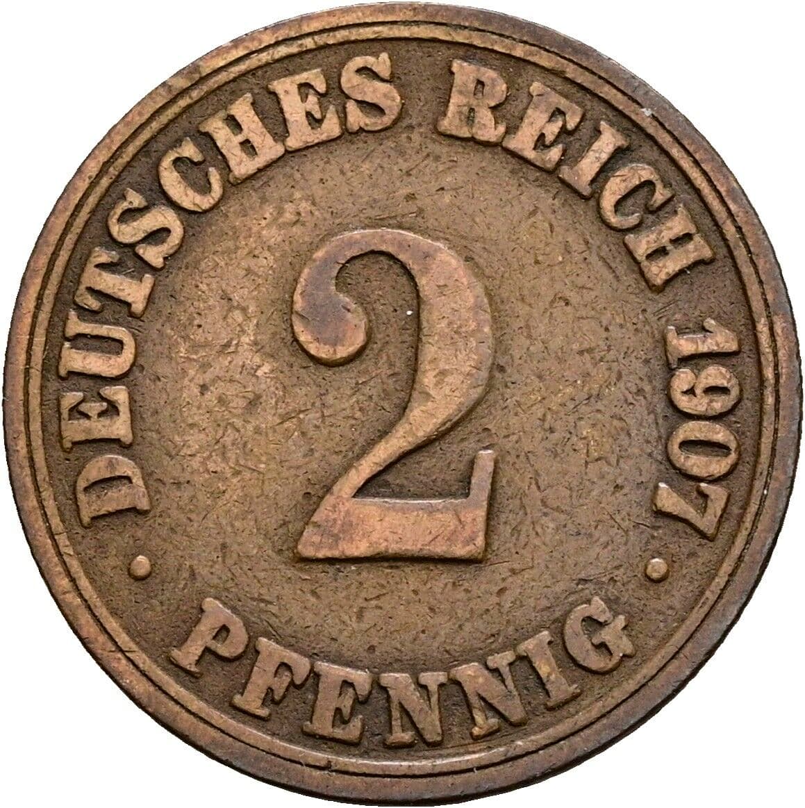 2 Pfennig 1907 A – Vorderseite