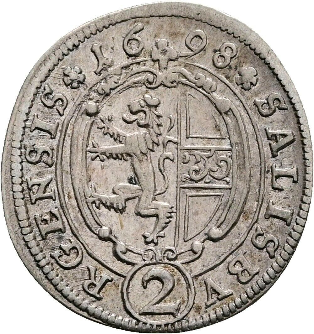 1/2 Reichsbatzen Johann Ernst Graf Thun-Hohenstein 1687-1709 1698 Salzburg – Vorderseite