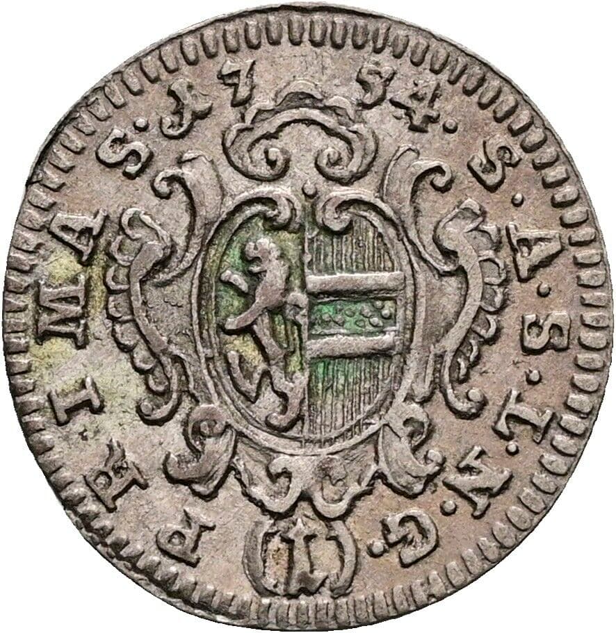 Kreuzer Sigismund III. Graf Schrattenbach 1753-1771 1754 geteilte Jahreszahl – Vorderseite