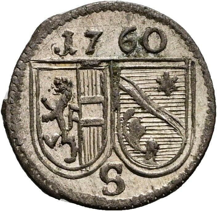 Pfennig Sigismund III. Graf Schrattenbach 1753-1771 1760 – Vorderseite