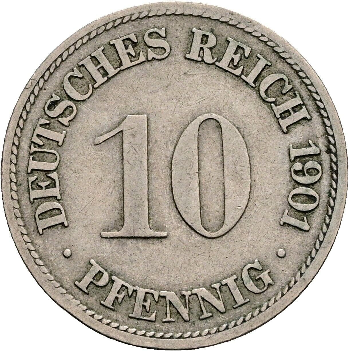 10 Pfennig 1901 F – Vorderseite
