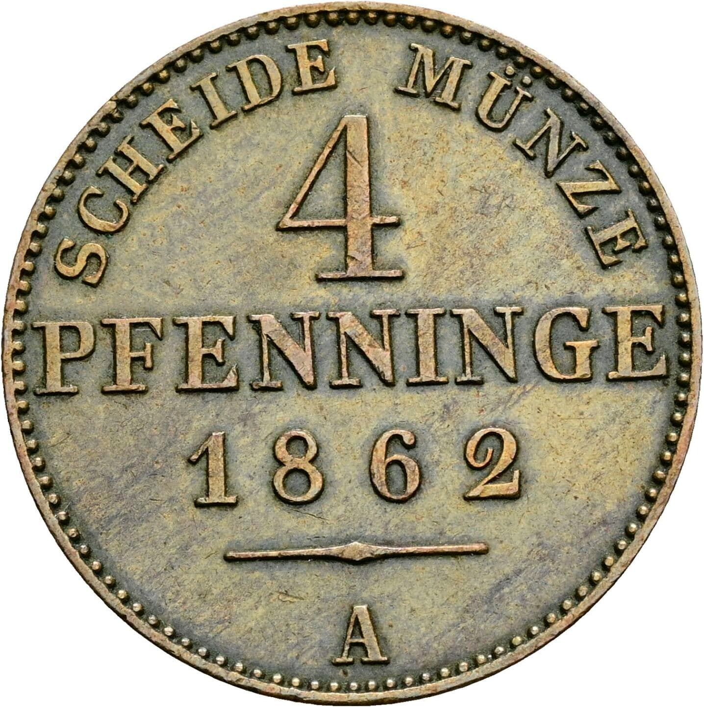 4 Pfennige 1862 A – Vorderseite