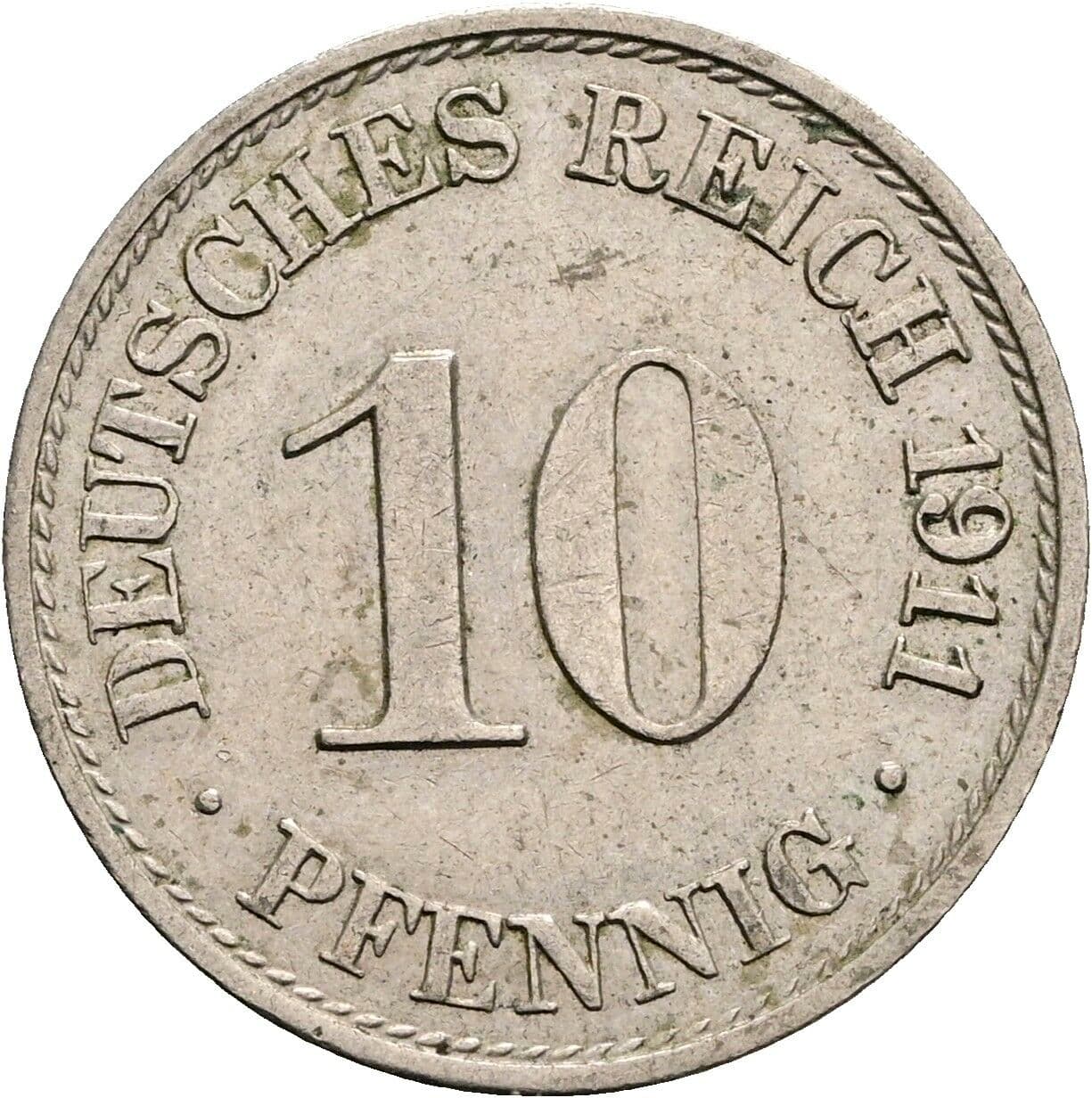10 Pfennig 1911 A – Vorderseite