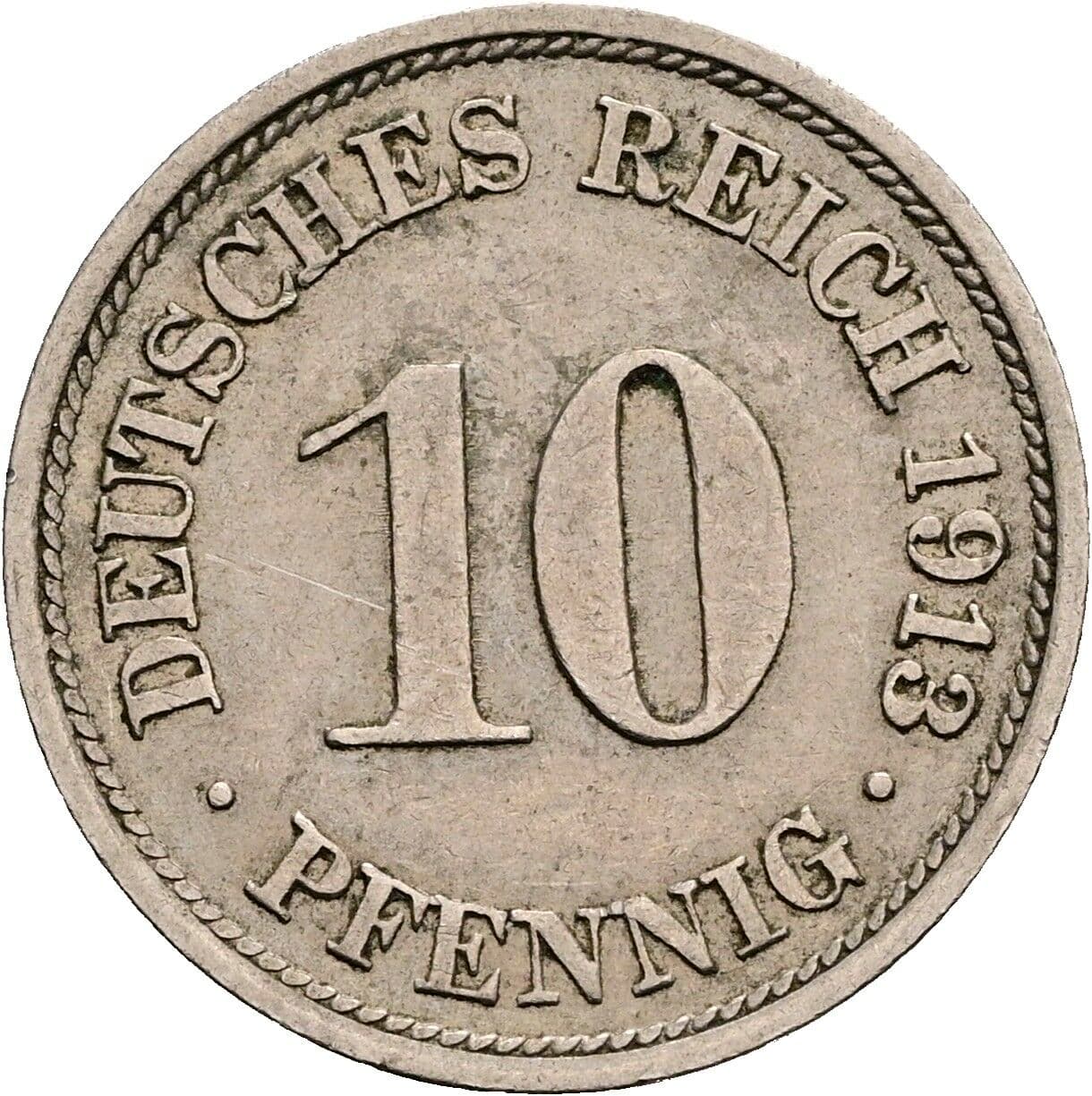 10 Pfennig 1913 F – Vorderseite