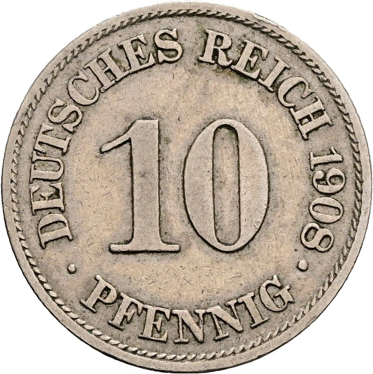 10 Pfennig 1908 A – Vorderseite
