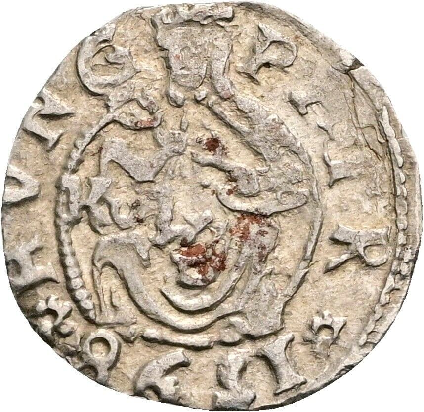 Denar Rudolf II. 1598 KB, Kremnitz – Vorderseite