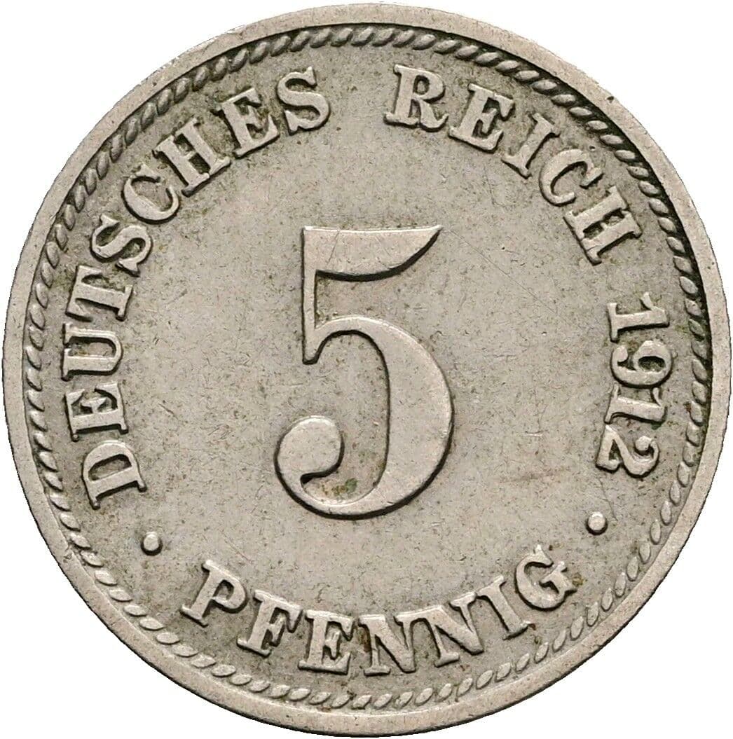 5 Pfennig 1912 D – Vorderseite