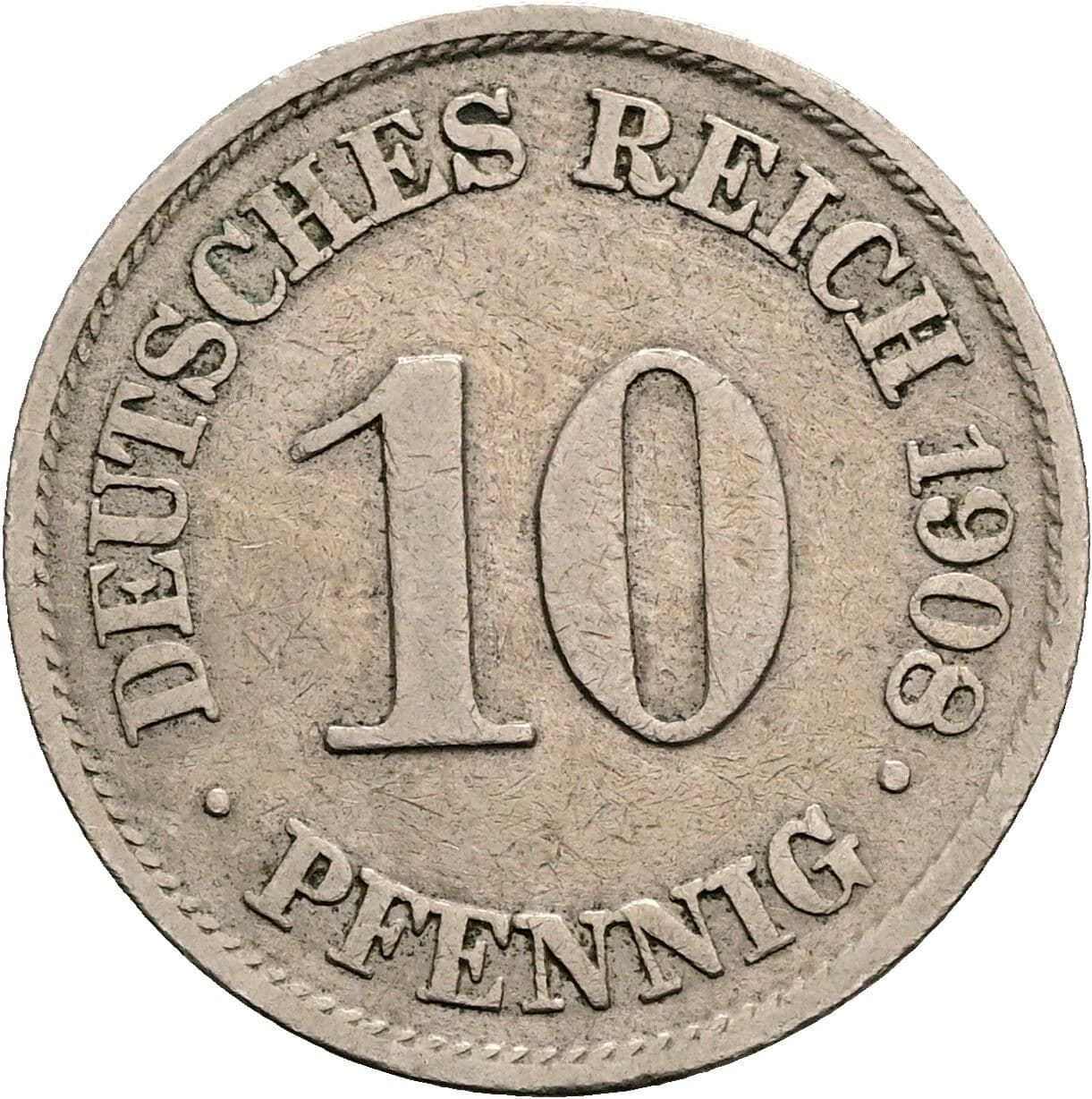10 Pfennig 1908 A – Vorderseite