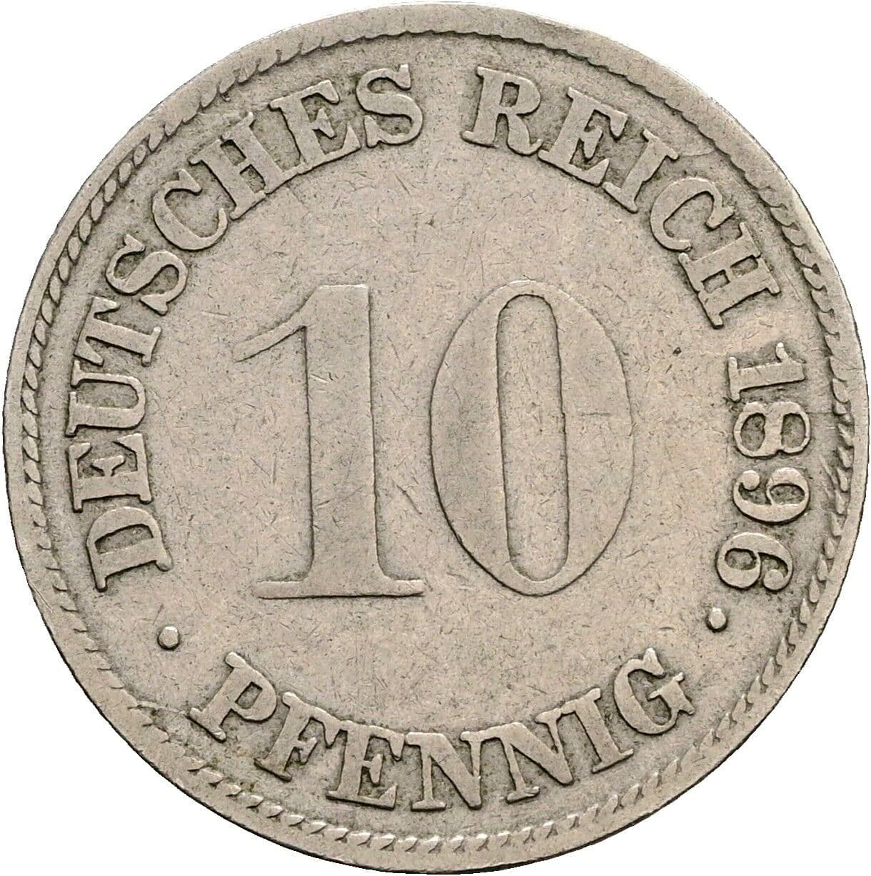 10 Pfennig 1896 G – Vorderseite