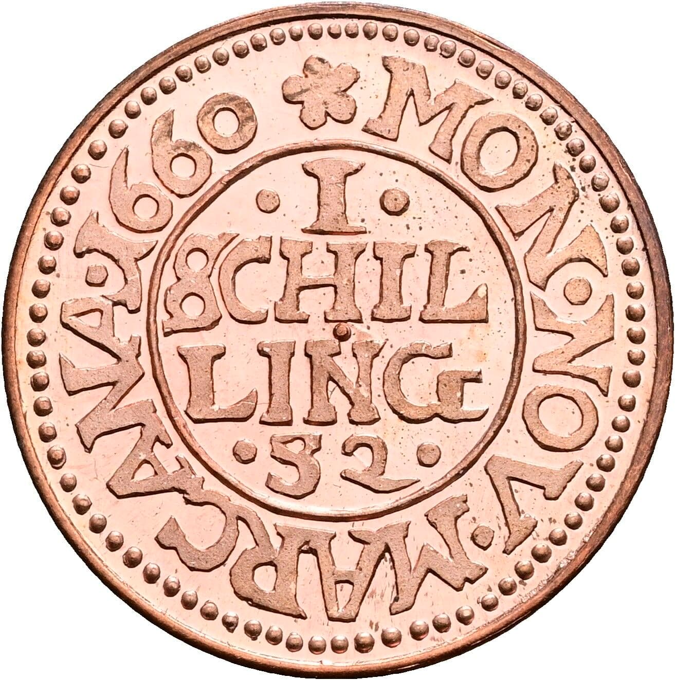 1 Schilling Nachprägung 1660 – Vorderseite