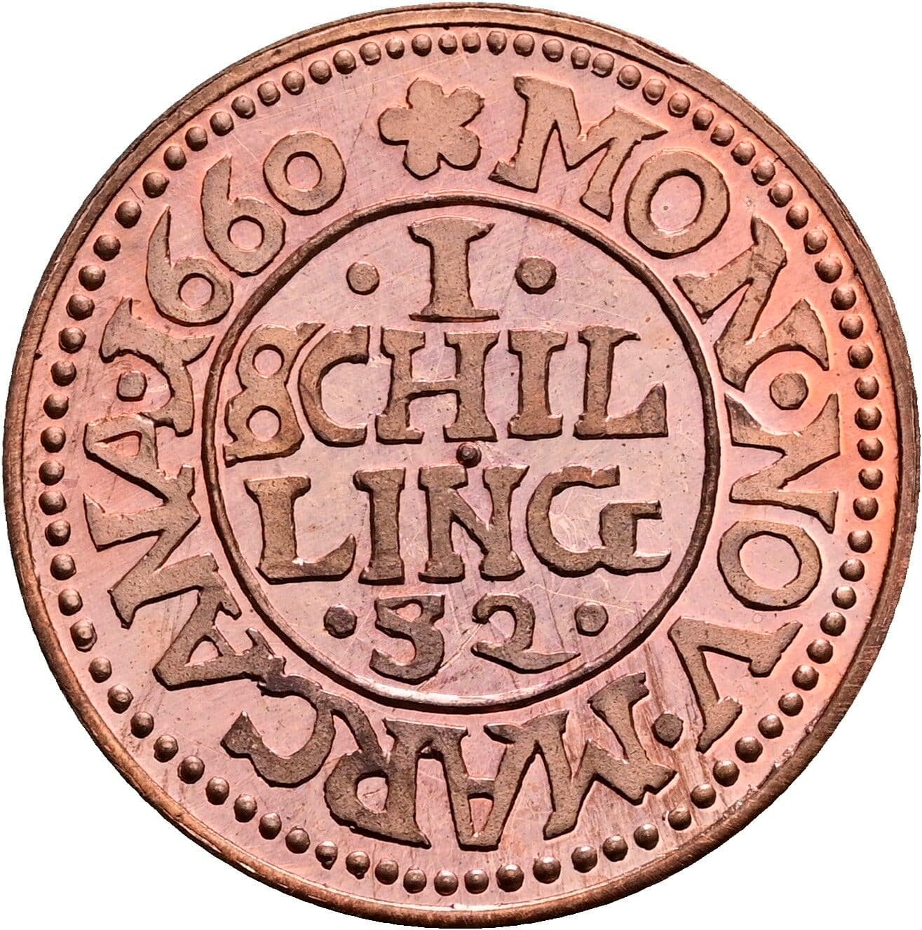 1 Schilling Nachprägung 1660 – Vorderseite